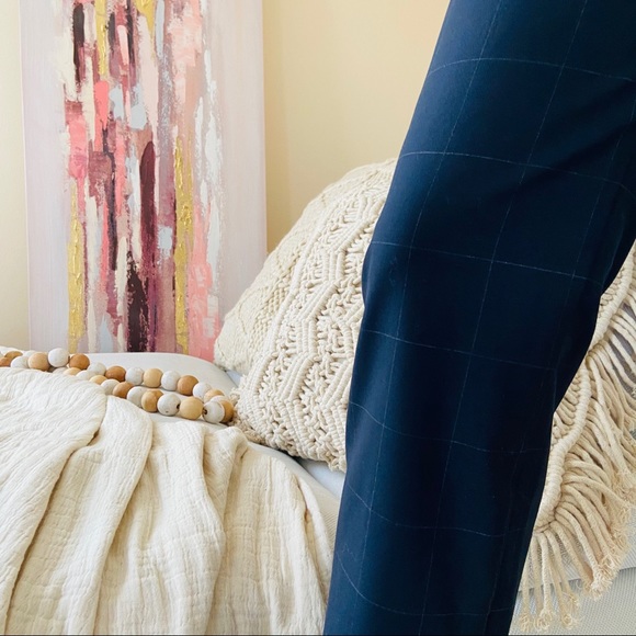 Armani Collezioni navy check fitted trousers pants - Picture 8 of 8